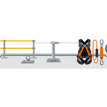 Clean rooftop with fall protection anchors and clear safety equipment