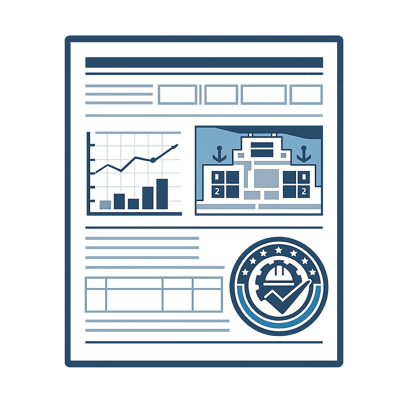 Detailed certification report with engineer stamp and anchor layout map